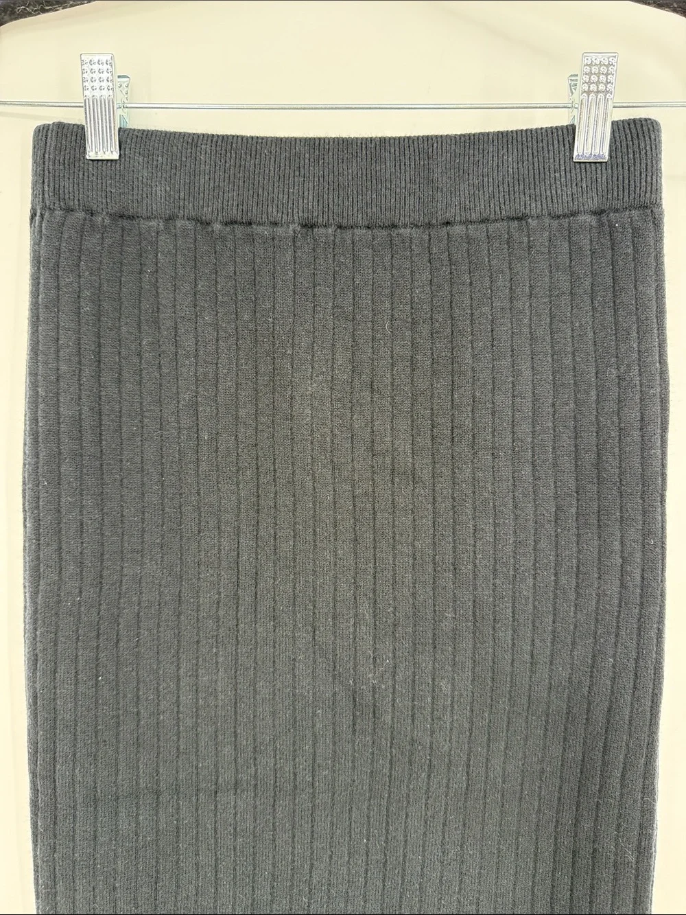 ABLE Black Ribbed Sweater Pencil midi skirt  side slit size small